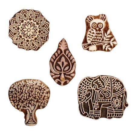 Set of 5 Piece New Mix Wooden Printing Block